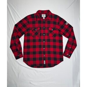 Roots 73 Mens Buffalo Plaid Flannel Shirt Red Black Long Sleeve Cotton M Outdoor